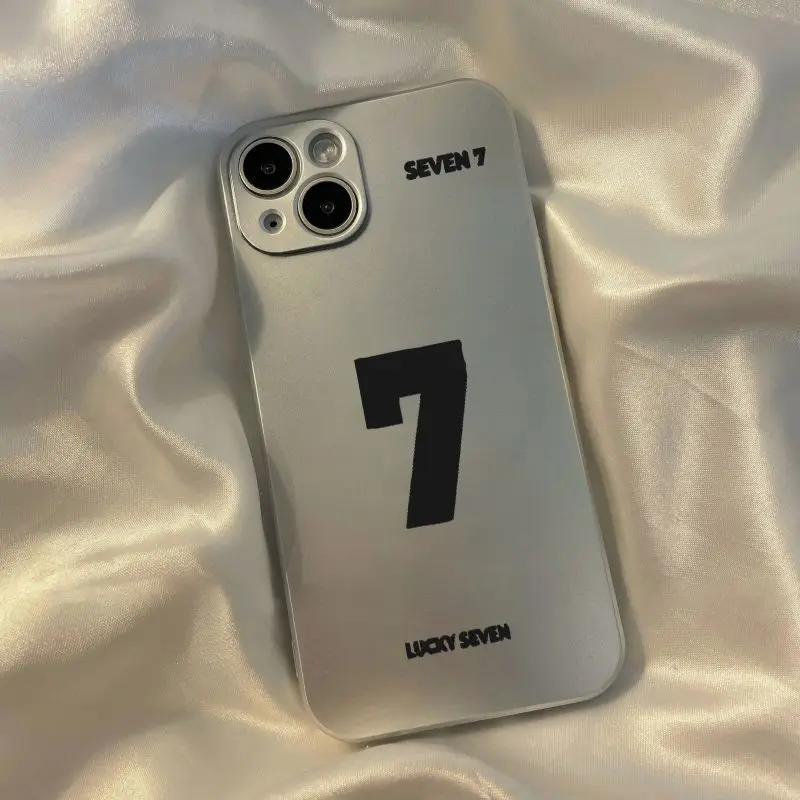 

Lucky number iPhone case soft Silica gel cover for iPhone 14 case silver iPhone 13 pro cases match iPhone 12,11,X,XR,se,7/8