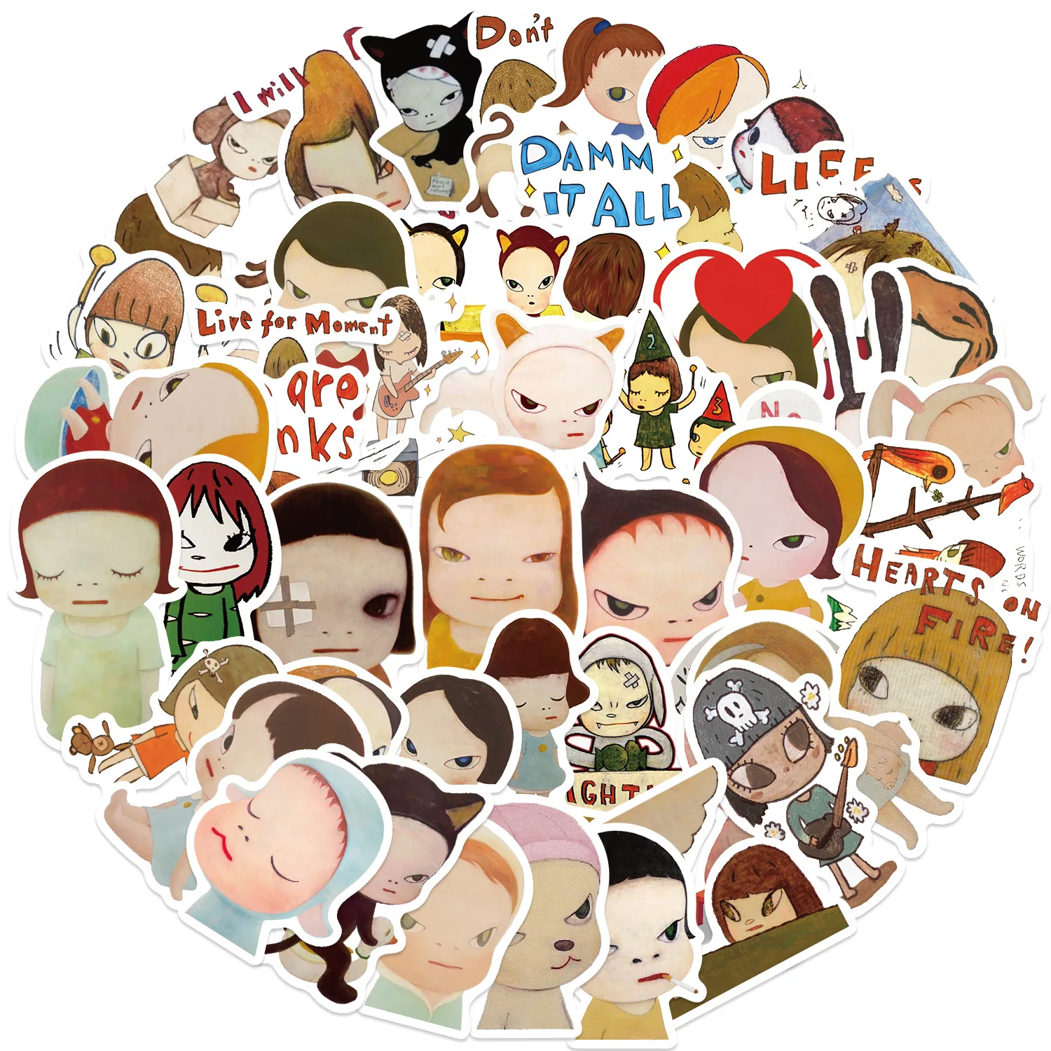 Наклейки японские Nara Yoshitomo 10/30/50 шт.