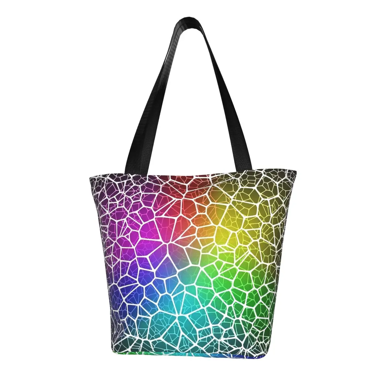 

Shallow Water Shopper Bag Rainbow Glow Print Shopping Bags Female College Cloth Tote Bag Y2k Graphic Handbags