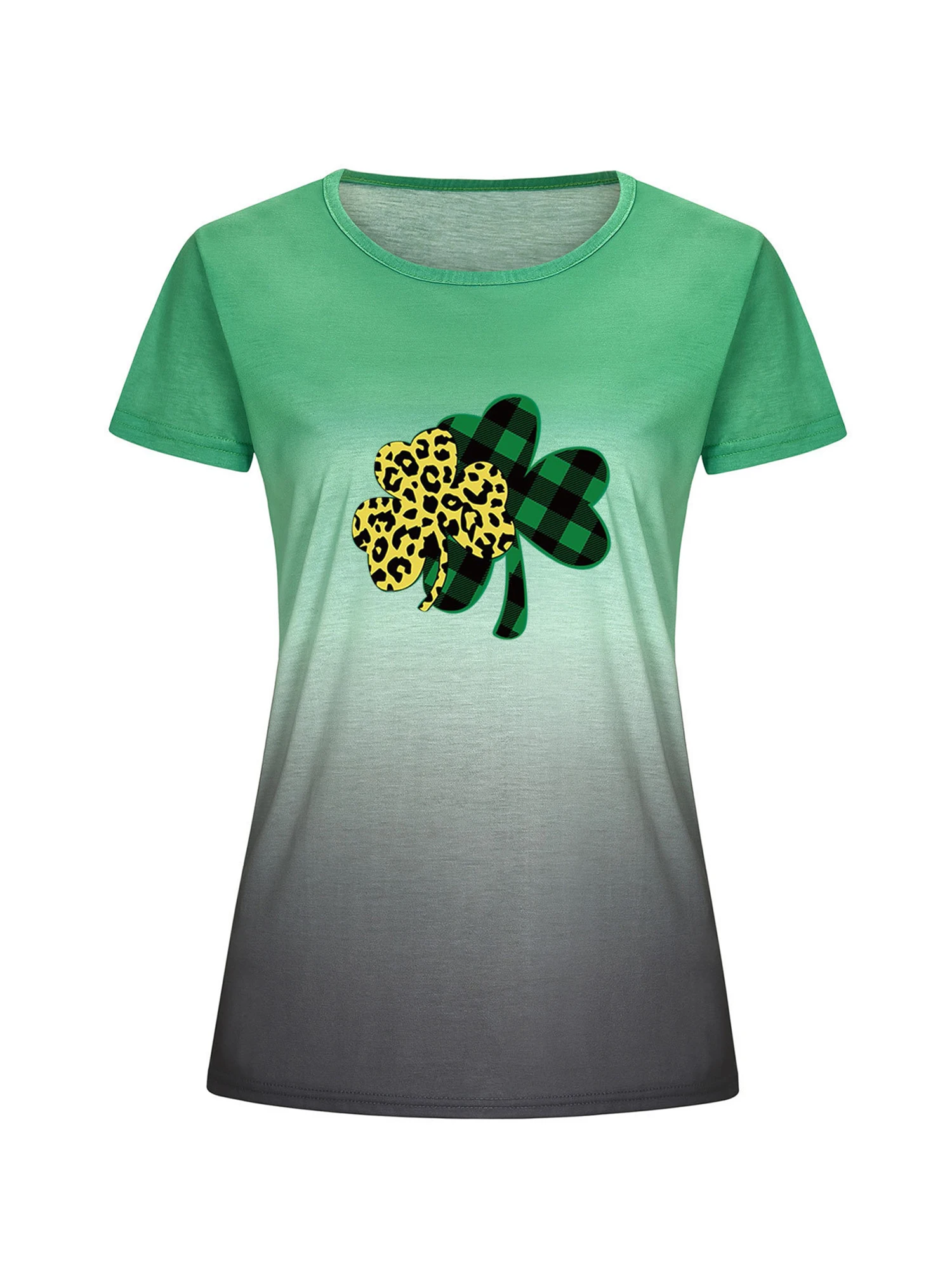 

Женская футболка с коротким рукавом, круглым вырезом и принтом клевера