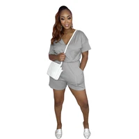casaul women jumpsuit sportwear solid color cargo pants streetwear with pocket clothes for women overalls