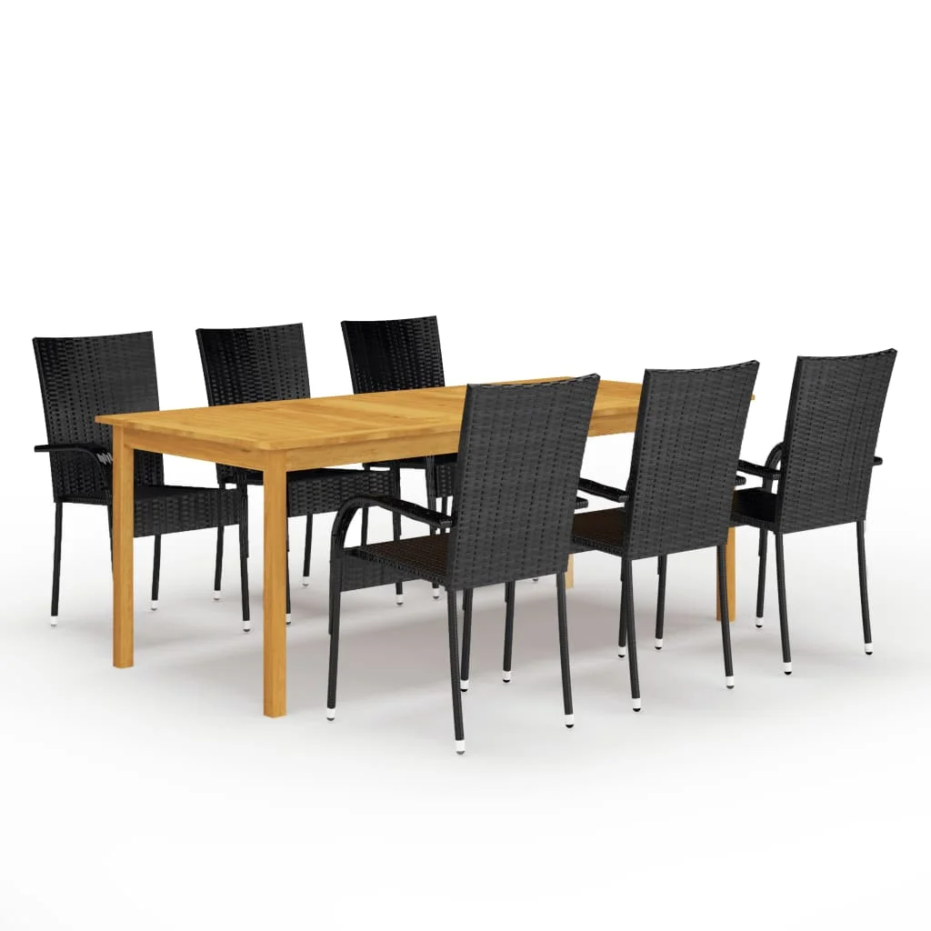 

7 Piece Garden Dining Set,Patio Table and Chair Set, Black
