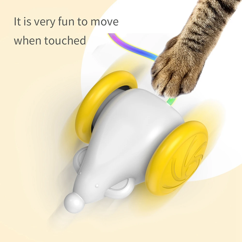 

Interactive Cat Toys Automatic Kitten Toy Electronic Simulation Mouse Kittens Play Ball Rat with LED Light Smart Cats HuntingToy