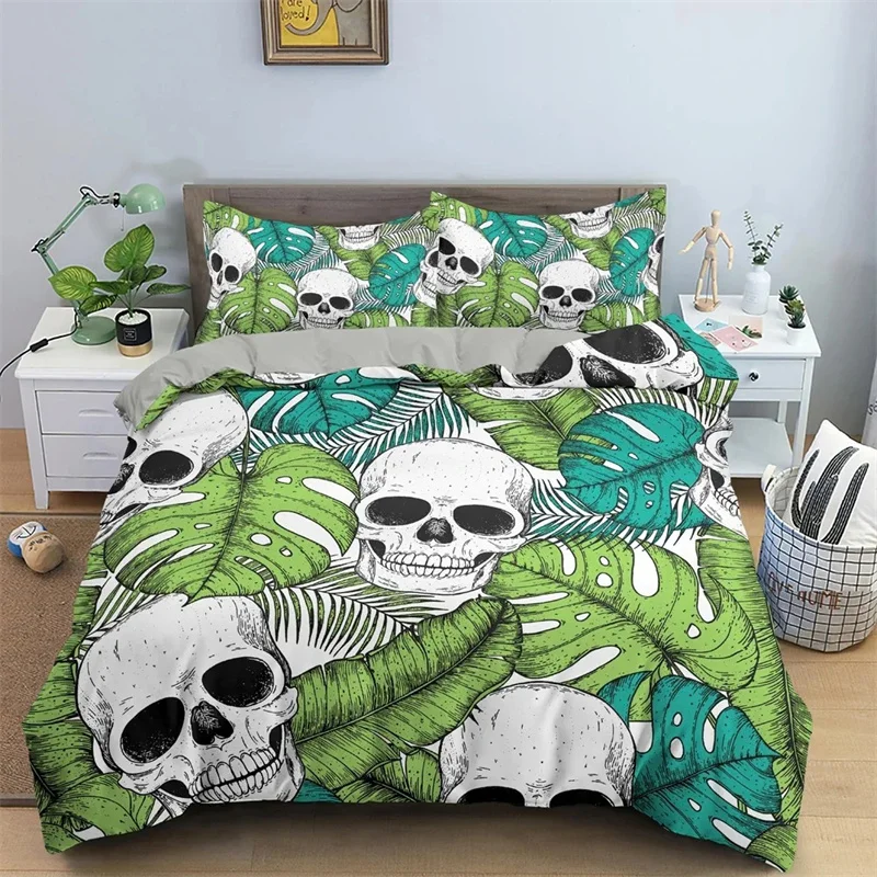 Комплект постельного белья с 3D принтом черепа наволочка пододеяльник героями