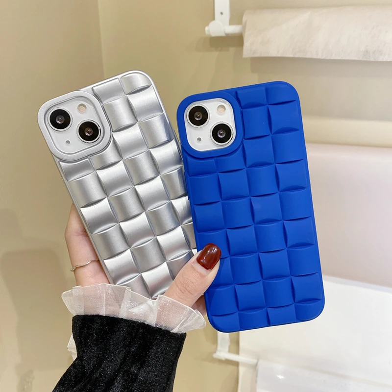 

Square Cube Coque for iPhone 11 Case Luxury Rubberized Puffer Silicone Cover for iPhone 13 Pro Max XR X XS 7 8 Plus 12 SE 2020