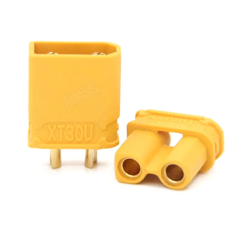 100pcs/lot  Amass XT30U 2mm Antiskid Banana Plug Connector Male+Female 2mm Golden Connector / Plug  Upgrade XT30 ( 50 Pair )