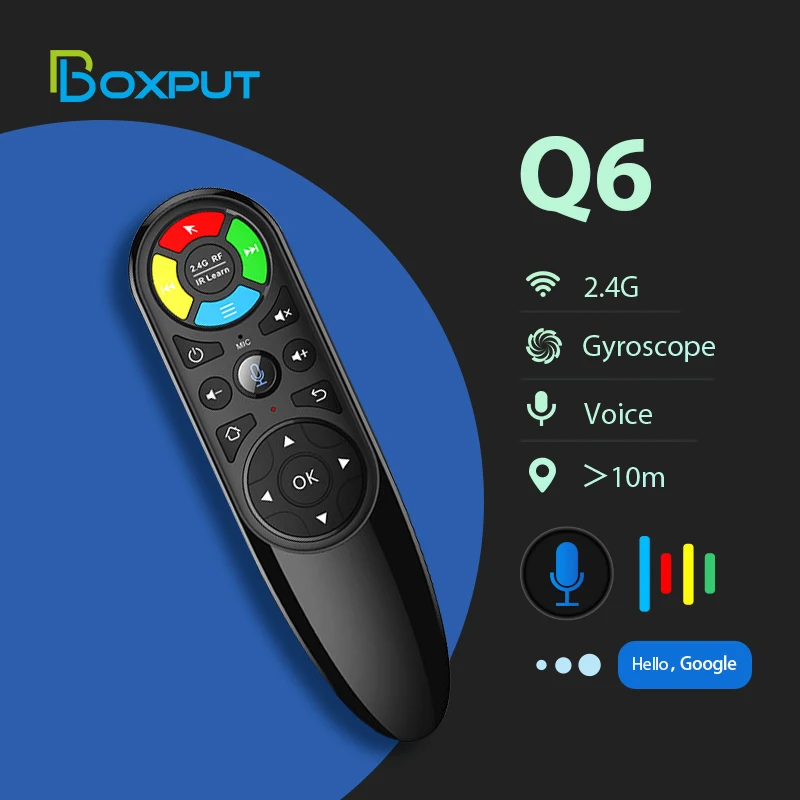

Q6 2.4G Wireless Air Mouse Voice Remote Control IR Learning Gyroscope for Android TV Box H96 MAX X88 PRO TVBox HK1 T95 X96 mini