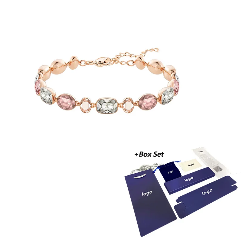 

Fashion Jewelry SWA New GIRLFRIEND Bracelet Rose Gold Charming Large Crystal Decoration Women'S Romantic Luxury Jewelry Gift