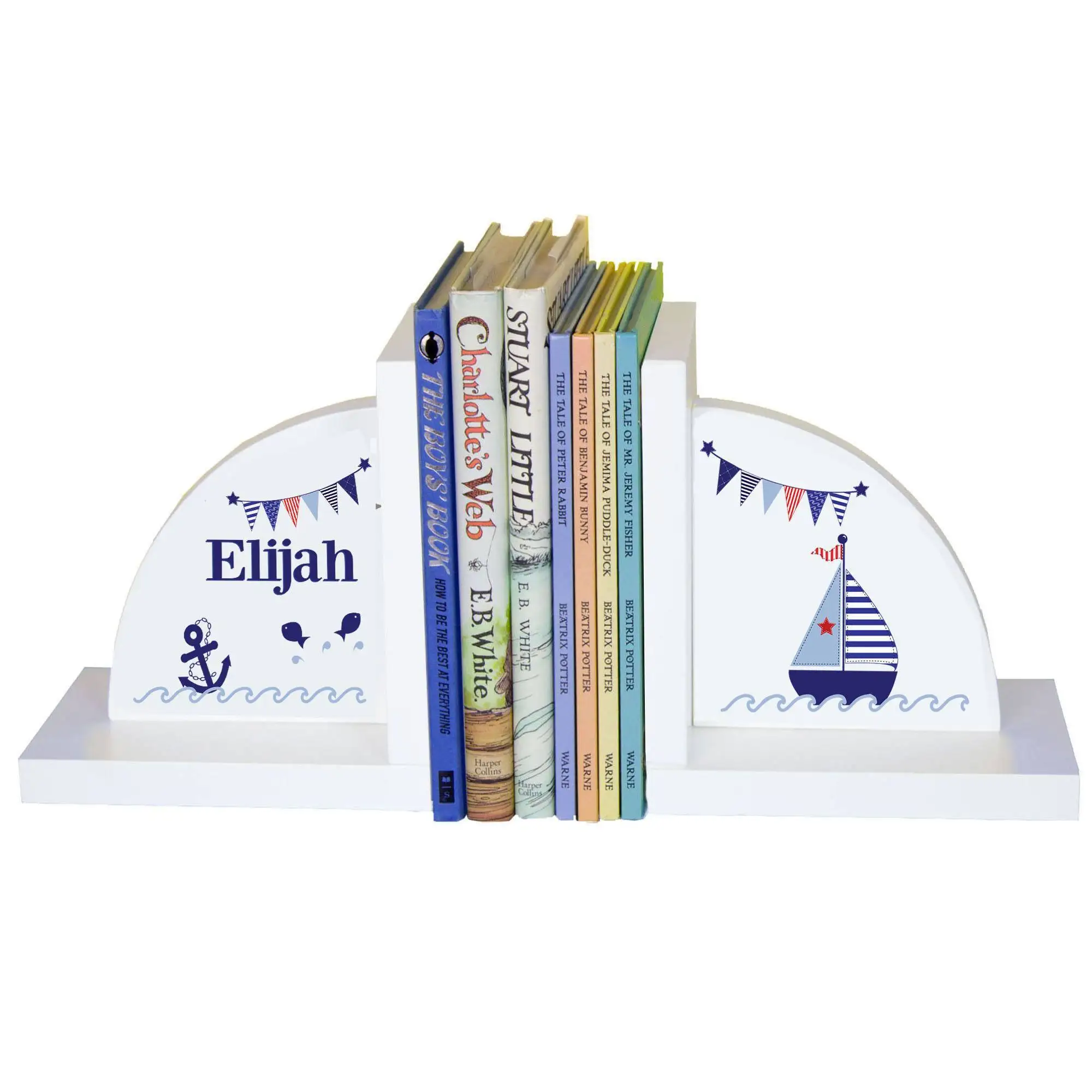 

White Bookends - Sailboat