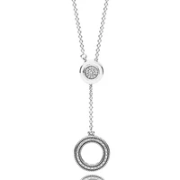 original moments logo signature circle sliding with crystal necklace for women 925 sterling silver necklace pandora jewelry