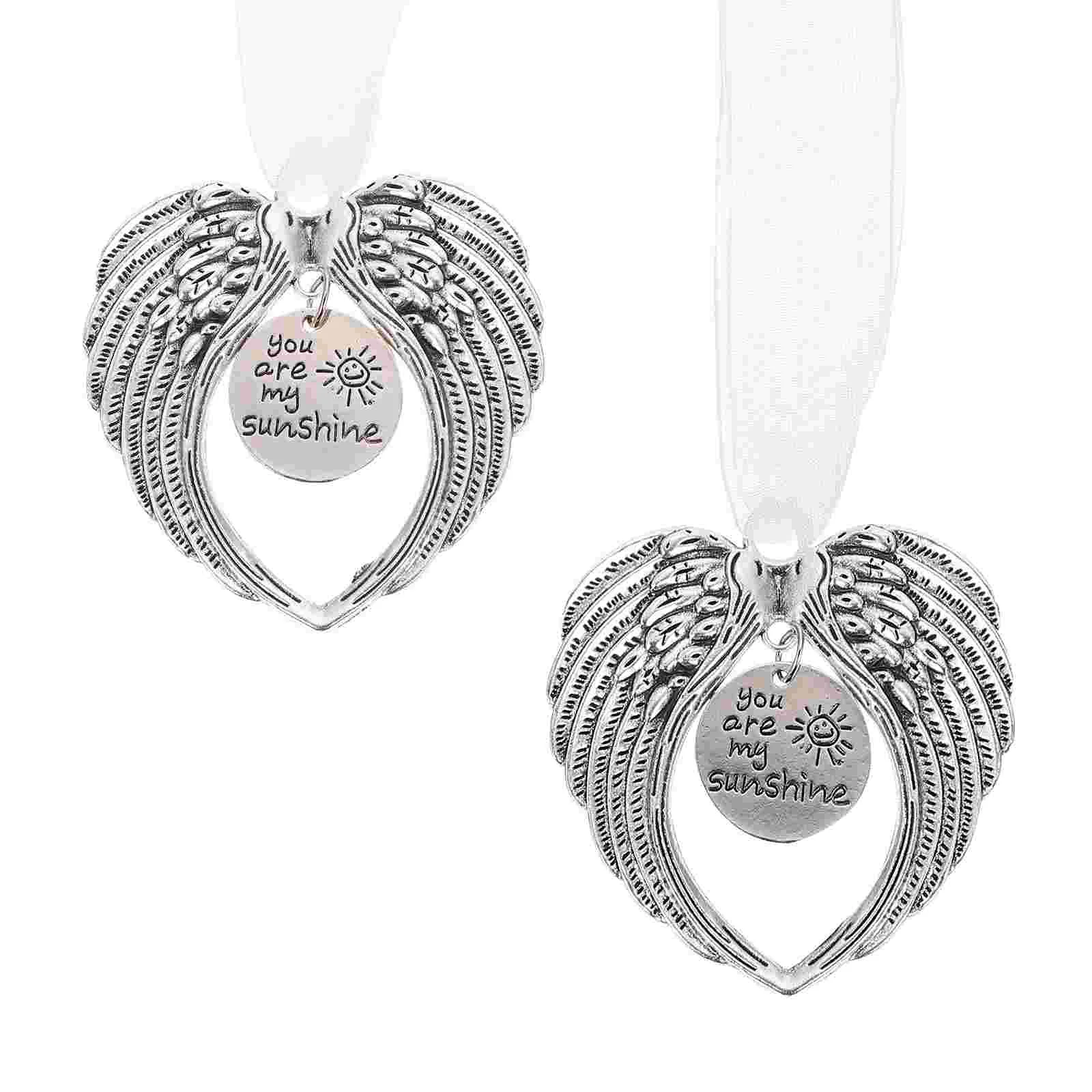 

2 PCS Angel Wings Ornament Xmas Festival Hanging Decors Christmas Tree Layout Pendants Crafts Metal Filler Chic Scene