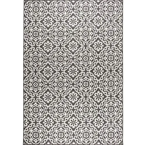 

Stylishly Transitional Geometric Black/Grey Danica Indoor/Outdoor Area Rug, 5'2"x7'2" for Country Home Decor