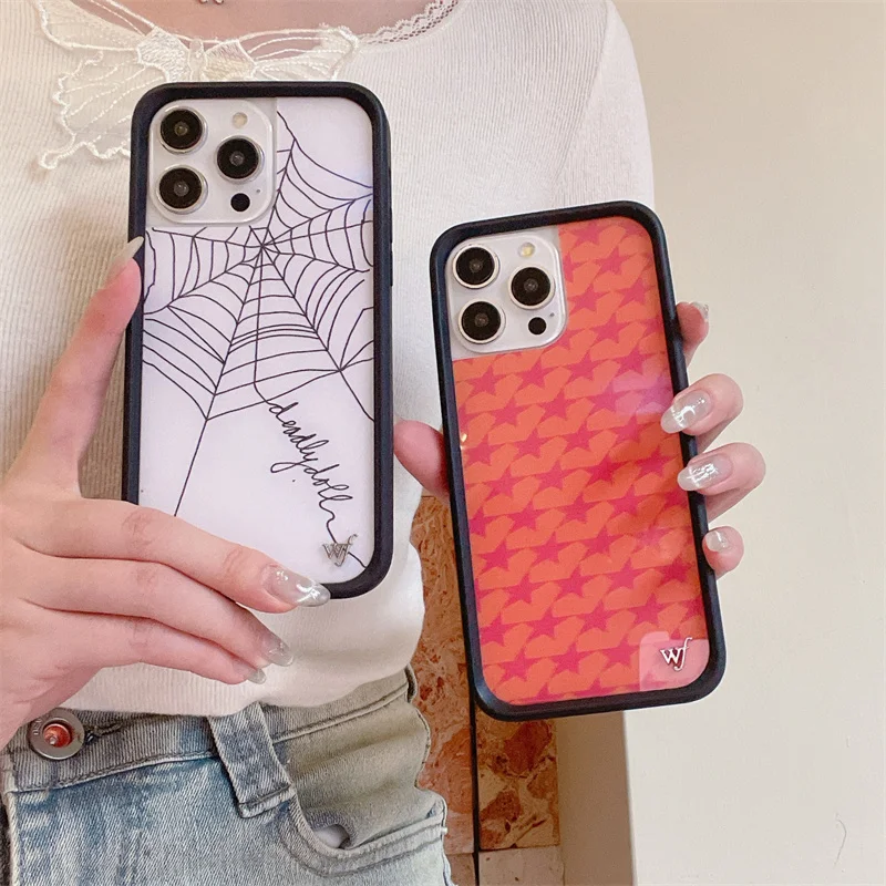 Роскошный чехол с 3D паутиной и английским черепом для iPhone 13 12 14 15 16 Pro Max Wildflower Cute