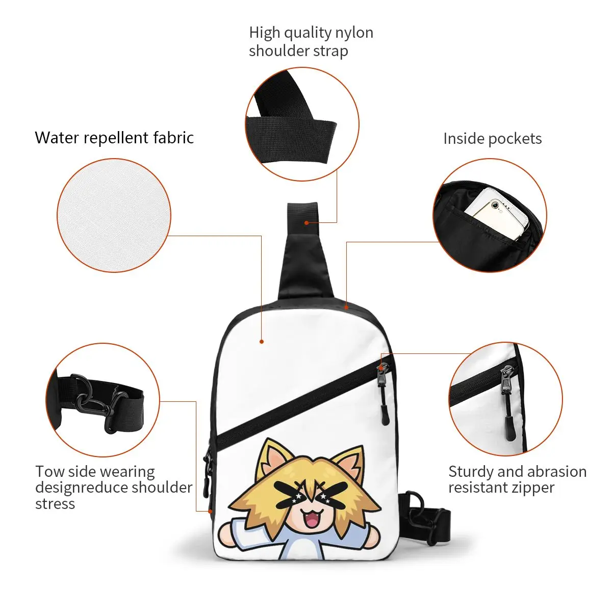 Neco-Arc Yelling нагрудная сумка мужской рюкзак через плечо дорожный походный на