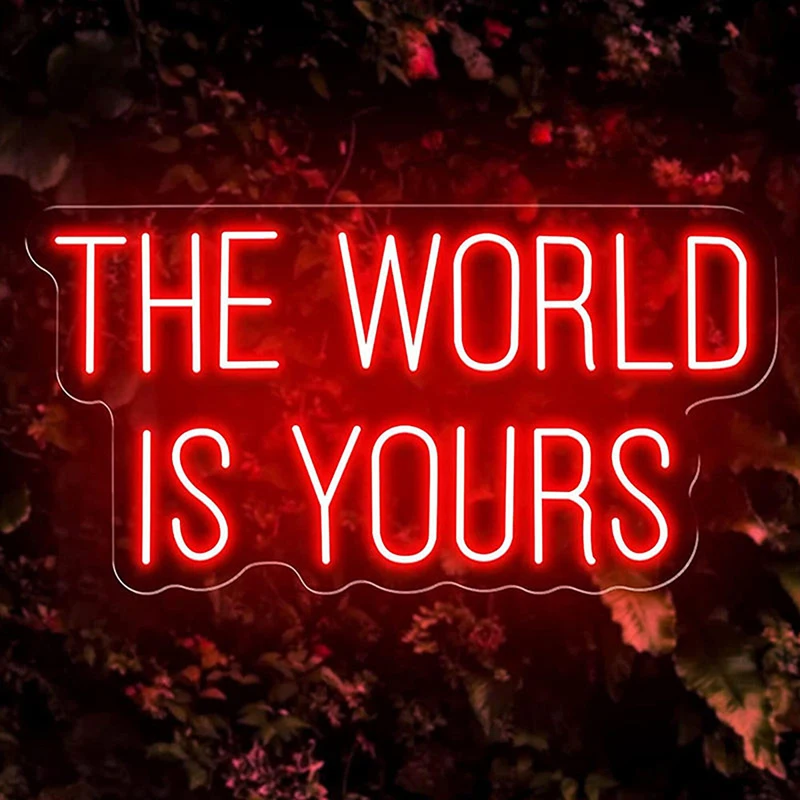 

The World Is Yours Neon Sign for Wedding Bedroom Bar Wall Decor Led Light Signs Handmade Custom Personalized Gifts Neon Lights