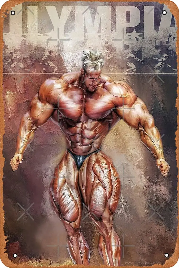 Jy Cutler Crcture Mr Olymp The Stomp Bodybuldng Плакат Metl Tn Sgn 8X12 nches Mn Cve Retro Vntge Wll Decor rt