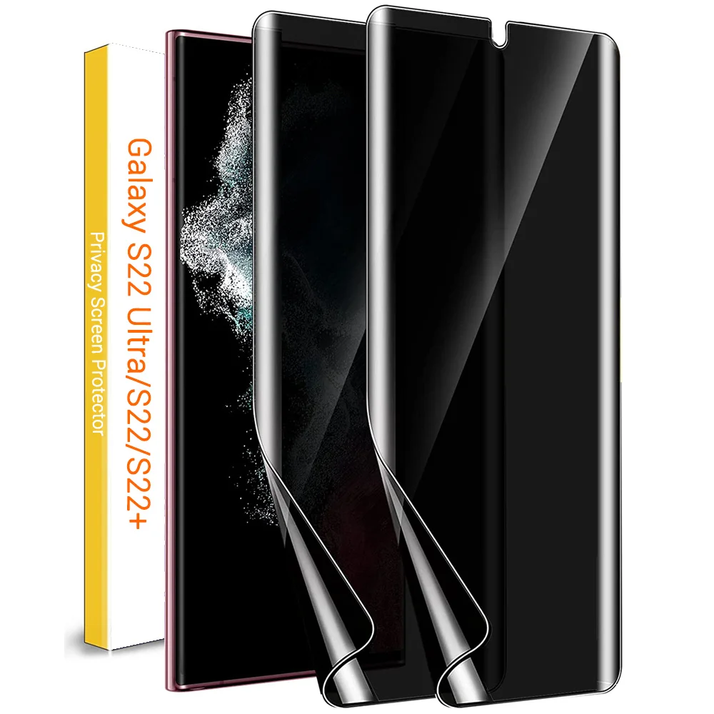 

Защитная пленка для экрана для Samsung Galaxy S22 Ultra S22 + [Поддержка идентификации по отпечатку пальца] антишпионская полностью клейкая гибкая пленк...