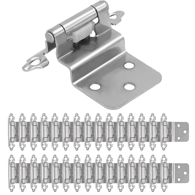

JHD-30 Pcs Embedded Hinges Suitable For Face Frame Kitchen Cabinet Doors Satin Nickel Self-Closing Cabinet Hinges