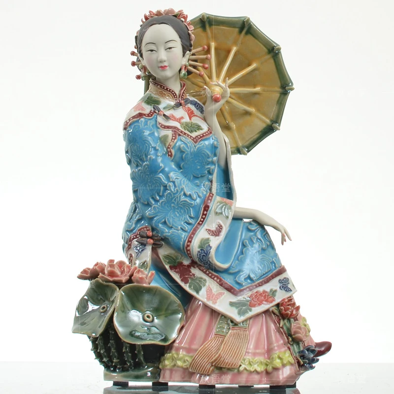 

FORK ART CERAMIC ANCIENT LADY FIGURINES CRAFTS TV CABINET PORCH STATUE DECORATION ORNAMENTS HOME OFFICE DESKTOP SCULPTURE DECOR