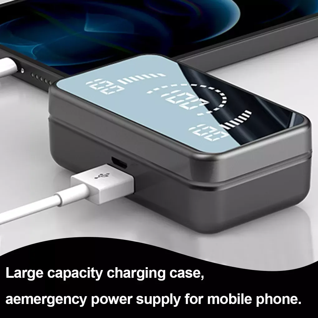 

Зеркальные Беспроводные наушники с сенсорным 3D экраном 5.1, спортивные стереонаушники со светодиодной подсветкой, водонепроницаемые беспро...