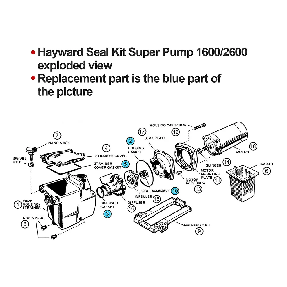 

O-Ring Seal Repair Kit Gasket Universal With Lid Gasket Compatible Diffuser For Hayward Super Pump SP2600 Pool Pump