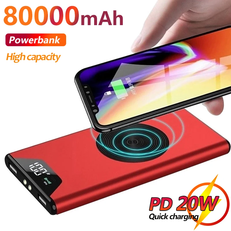 

Portable Power Bank 80000mAh Charging PowerBank 80000MAh PD 20W PoverBank External Battery Charger For Xiaomi IPhone Samsung