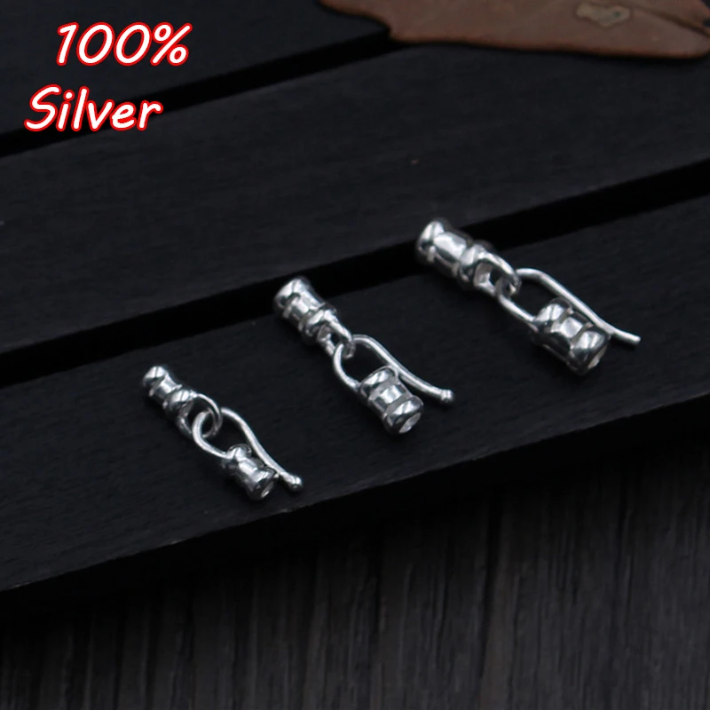 

925 Sterling Silver Fittings Leather Cord Buckle Bracelet Necklace Carabiner Hook Connections Component For DIY Jewelry Making