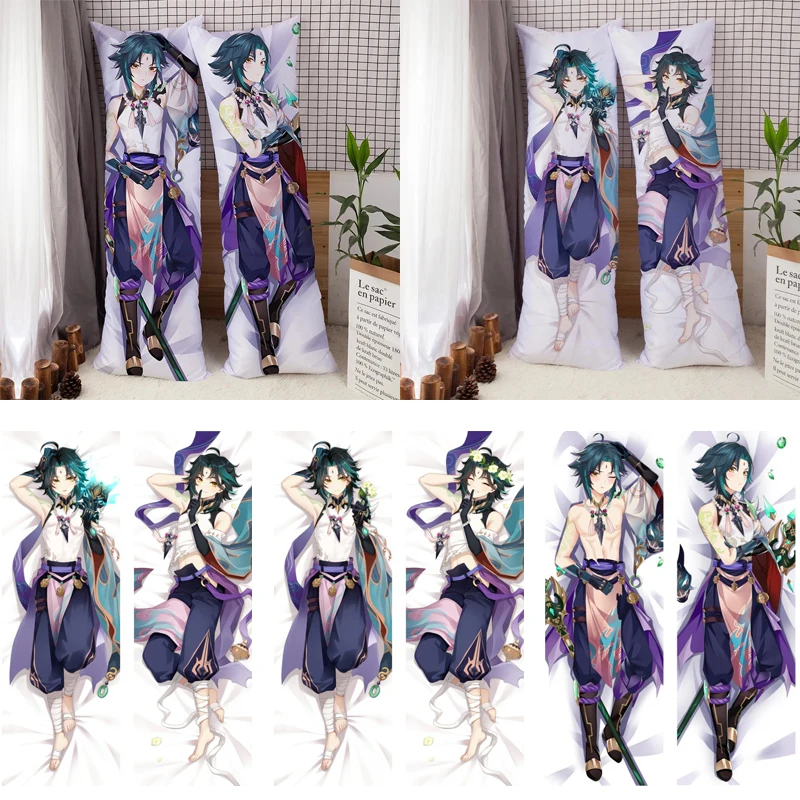 

Чехол для подушки Genshin Impact Xiao Dakimakura, мужской чехол для обнимающей подушки Otaku, чехол для подушки из персиковой кожи, домашнее постельное бель...