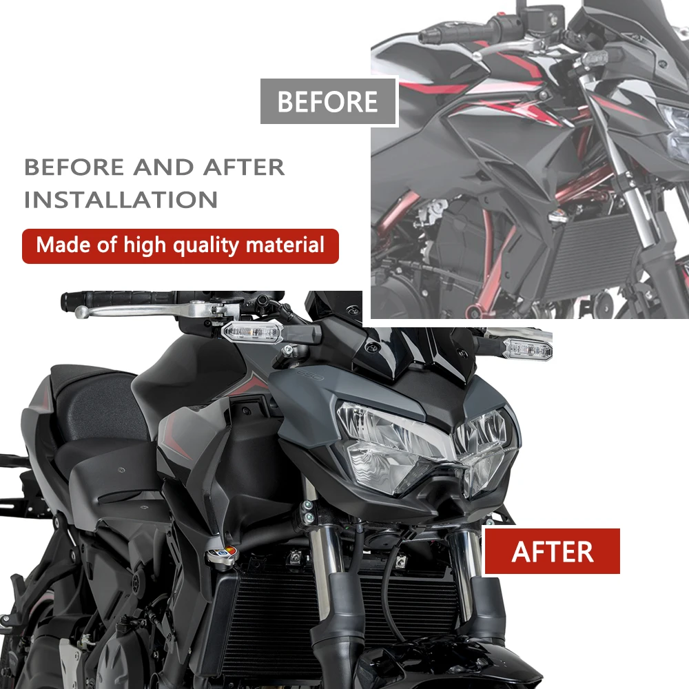 Фото Для мотоцикла KAWASAKI Z650 Z 650 2020-2026 2025 2024: Аэродинамические передние спойлеры, боковые фиксированные ветровые дефлекторы, винглеты №5