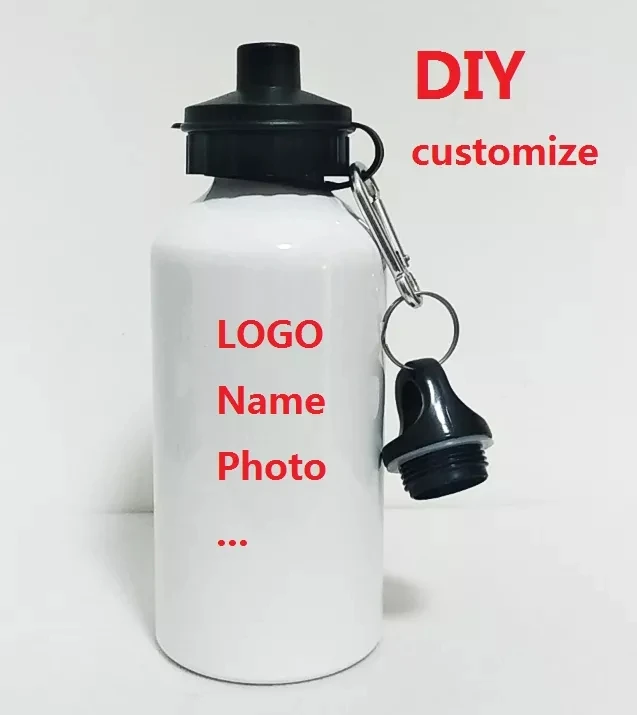 

500ML Bottle DIY Customize Colorful Print LOGO Photo Travel Sport Easy Take for Bike with Hook for Bag Aluminium Portable Update