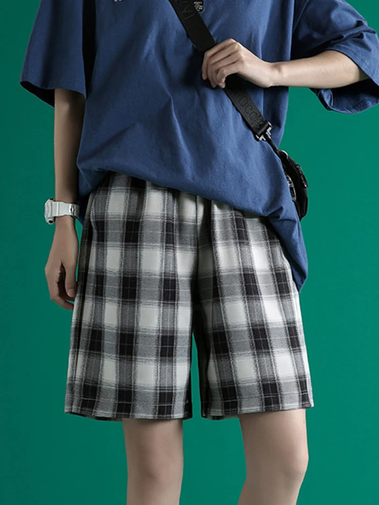 

casual Shorts plaid Print Joggers For Women Summer Shorts High Waist Wide Leg Sweatpants Harajuku Sport Running Loose hot Shorts