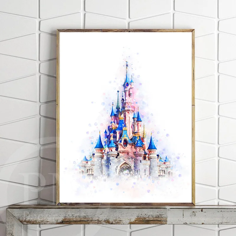 

Disney Princess Castle Art Print Disneyworld Castle Printable Poster Canvas Painting Nursery Wall Art Picture for Home Decor