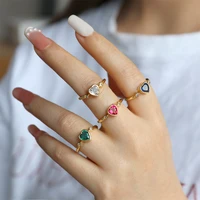 vintage zircon heart rings for women teens stainless steel wedding ring aesthetic fashion heart finger ring jewelry gift