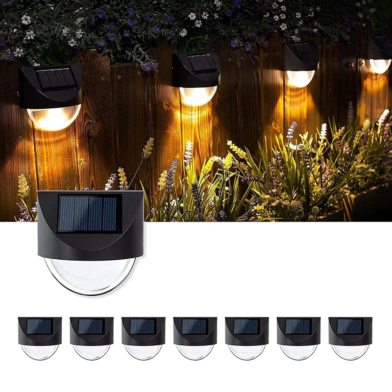 Акция! Светильники для забора на солнечной батарее 8 шт. в упаковке
