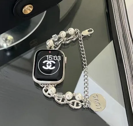 

Fashion Pendant Pearl Bracelet Strap For Apple Watch Series 7 6 SE 5 45 44 42 Crystal Pearl Bracelet Band IWatch Ultra 49 40 38