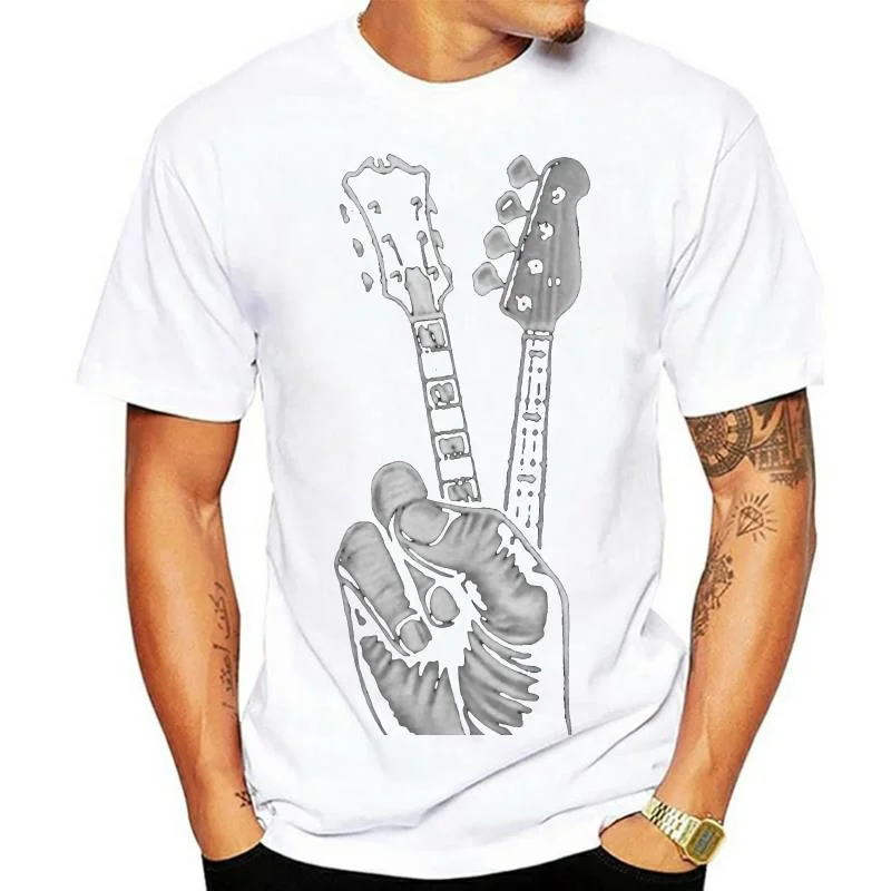 

Camiseta Hipster de bajo y guitarra para hombre, Camisa de algodón de manga corta, talla grande, impresionante