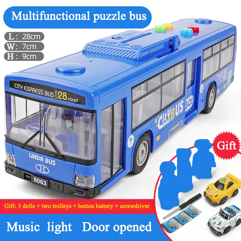 High quality plus size drop-resistant bus bus bus children 3 years old 6 baby simulation inertia bus model toy images - 6
