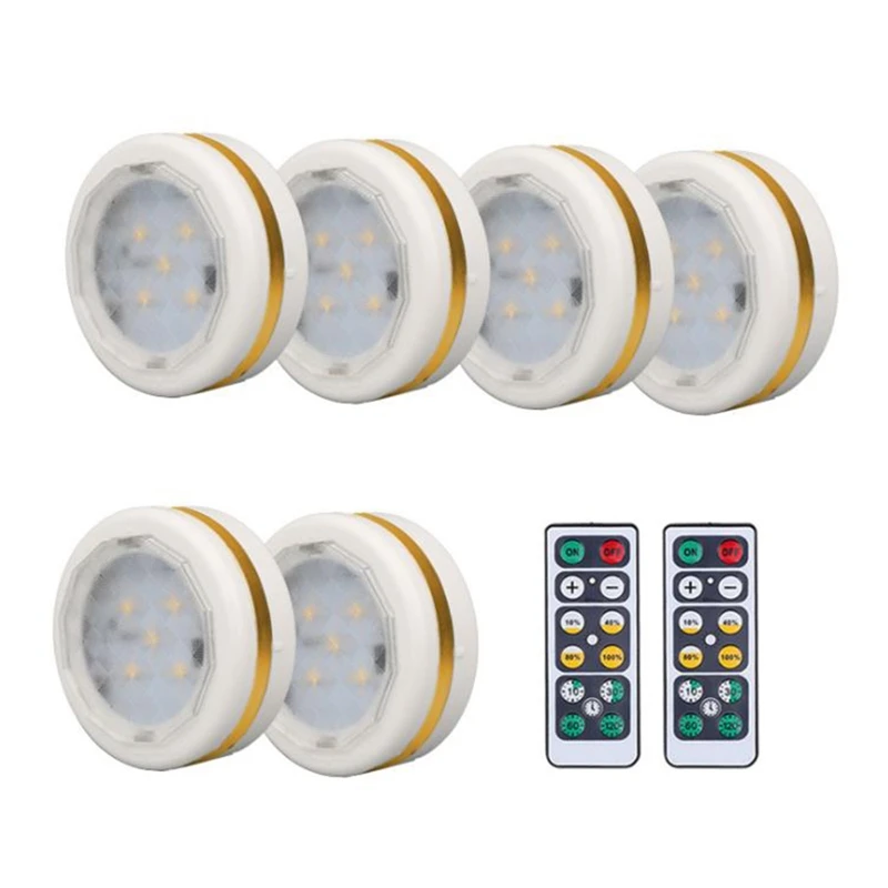

LED Puck Lights,Battery Operated Press Lamp Tap Night Light With Remote Control,For Kids Baby Nursery Night Light,6 Pack