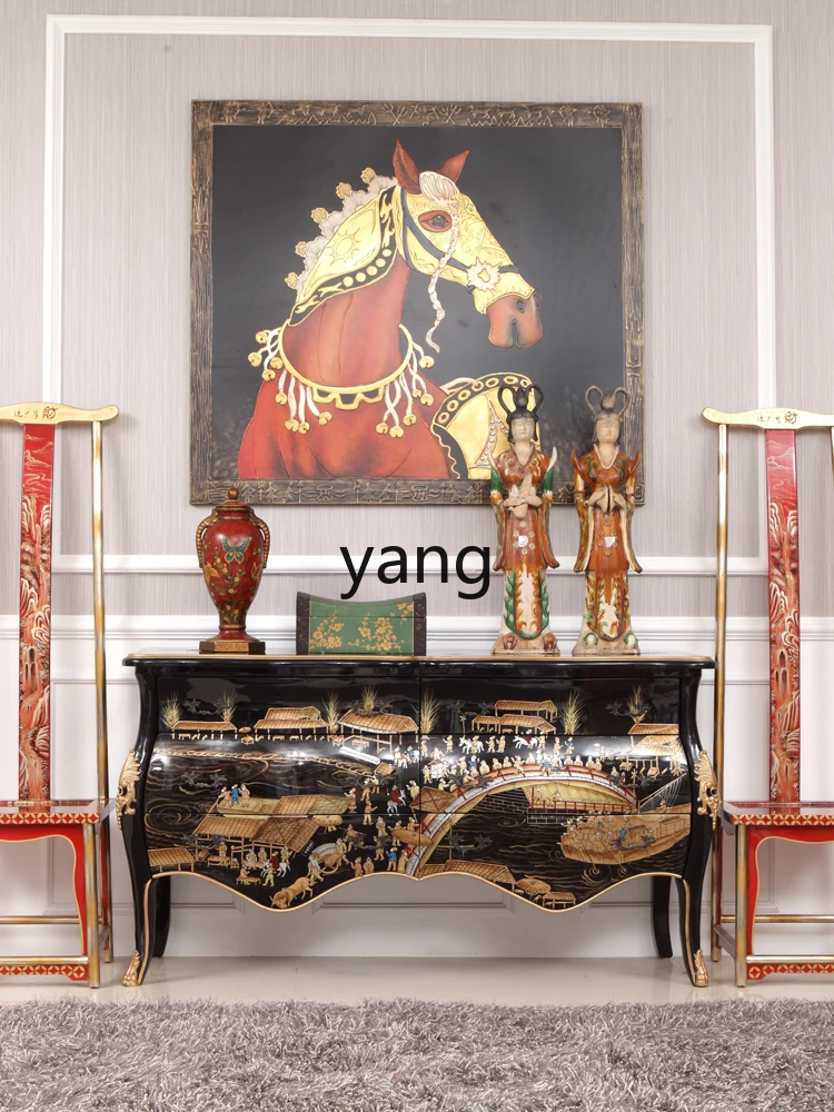 XYY окрашенная золотой фольгой Qingming Shanghe картина из цельного дерева прихожая