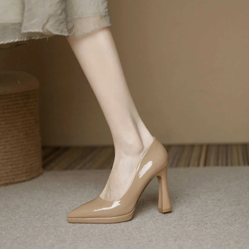 A9 Spring and Autumn New Fashion Simple Professional Work High Heel Shoes Temperament Shallow Mouth Thick Sole Women's Shoes