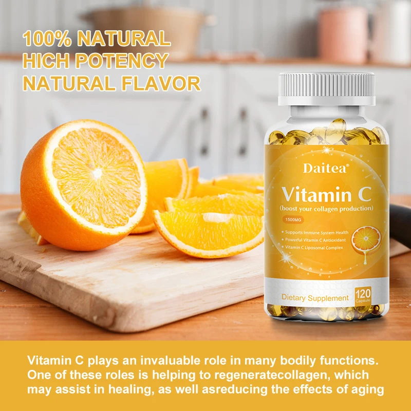 

Organic Vitamin C Capsules - Whitening and Moisturizing, Anti-wrinkle, Anti-aging, Boost Immunity, Anti-oxidation, Boost Energy