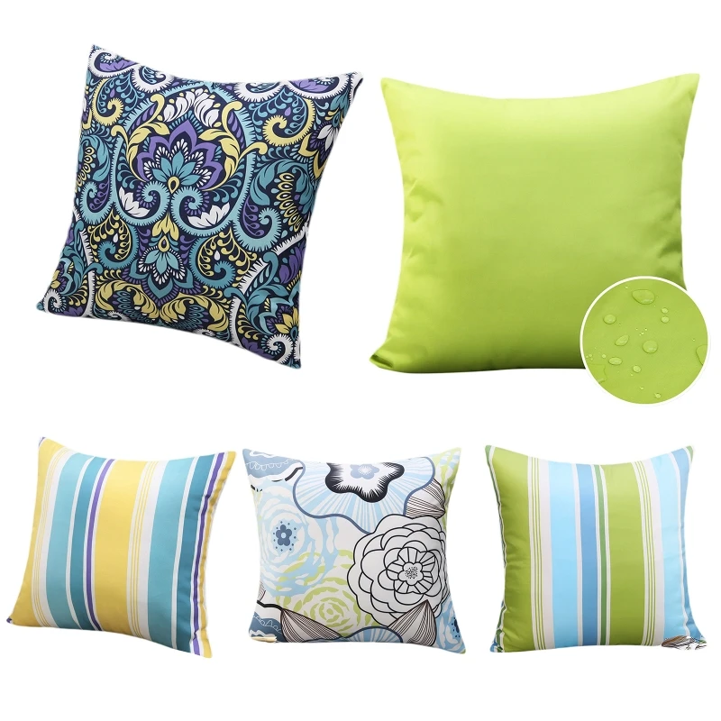 

Outdoor Waterproof Pillow Case Modern Geometric Striped Floral Cushion Cover
