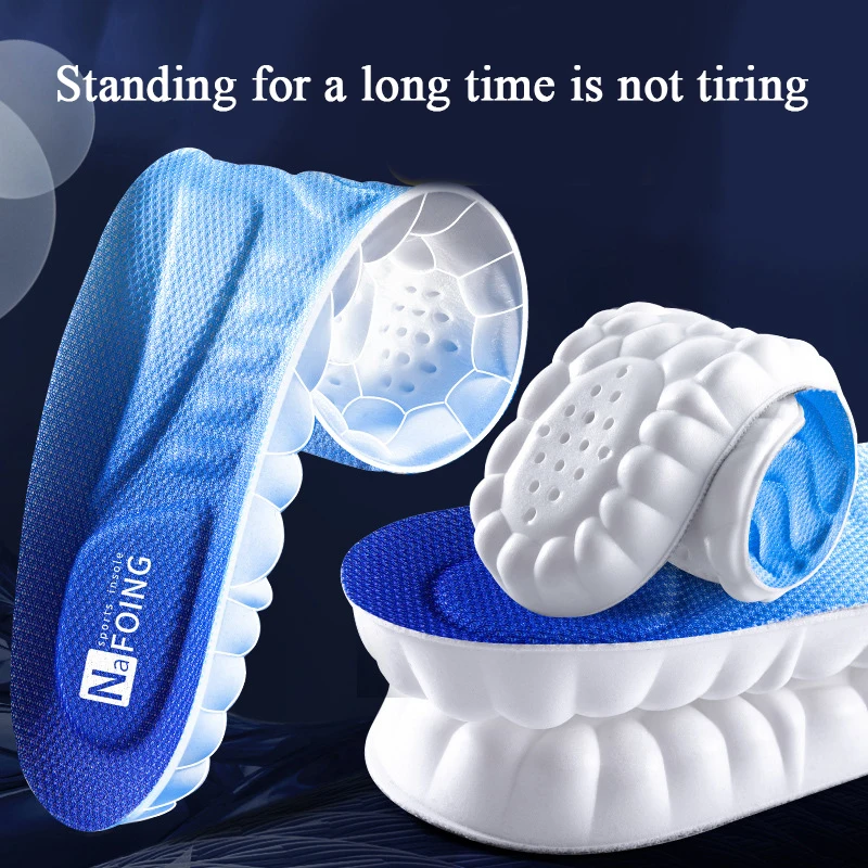 

4D Orthopedic Sport Insoles Soft Breathable High-elasticity Shock Absorption Running Shoe Pad For Men Women Latex Massage Insole