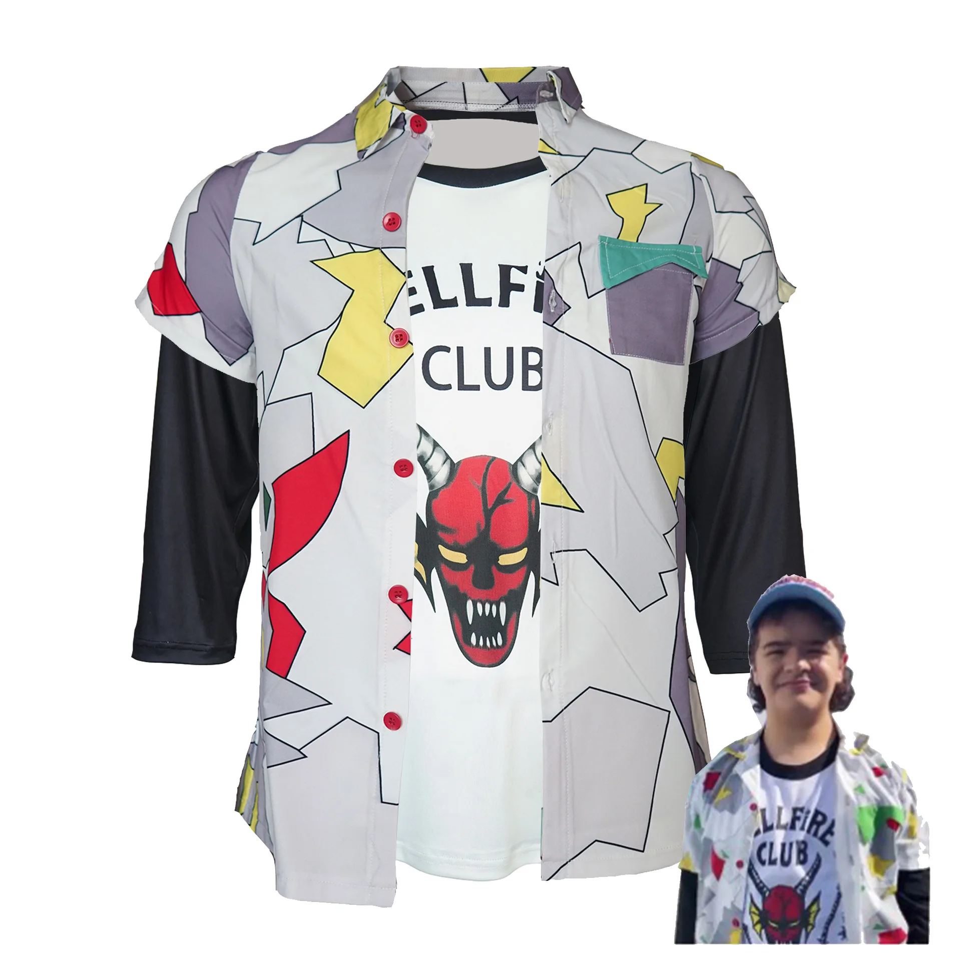 

Hellfire Club Dustin Cosplay Movie Stranger Things Season 4 Same Letter T-Shirt Halloween Adult Costumes Shirt Plus Size Tops