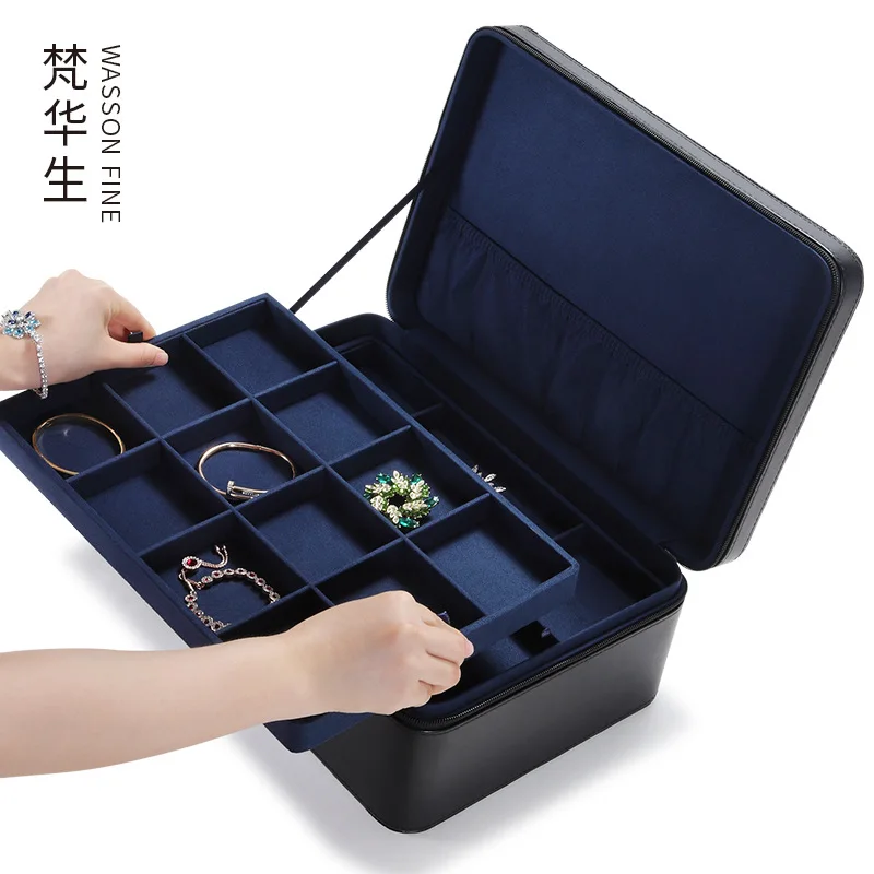 Factory direct supply high-end large-capacity jewelry storage box watch necklace brooch bracelet jewelry portable portable