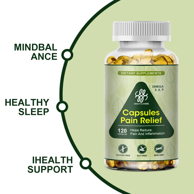 

120 Vegan Capsules - Non-Addictive Pain Relief Back and Muscle Pain Capsules Relax Body Stress Help Sleep- Non-GMO, Gluten-Free