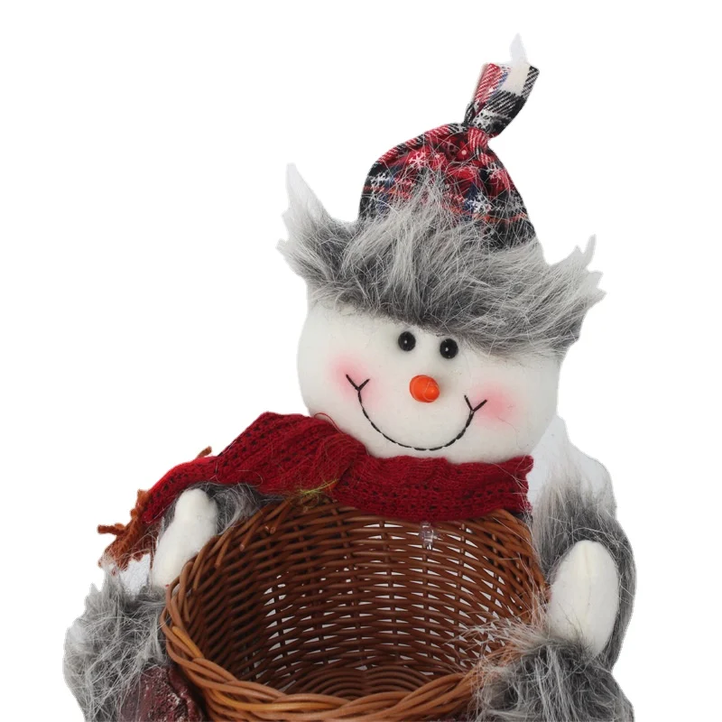 2022 New Product Promotion 20cmx23cm Santa and Snowman Candy Bamboo Basket Holiday Gifts for Children Home Window Decorations | Дом и сад