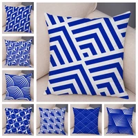 nordic style blue plaid cushion cover for sofa home decor geometric pillowcase soft plush pillow covers 45x45cm pillow case
