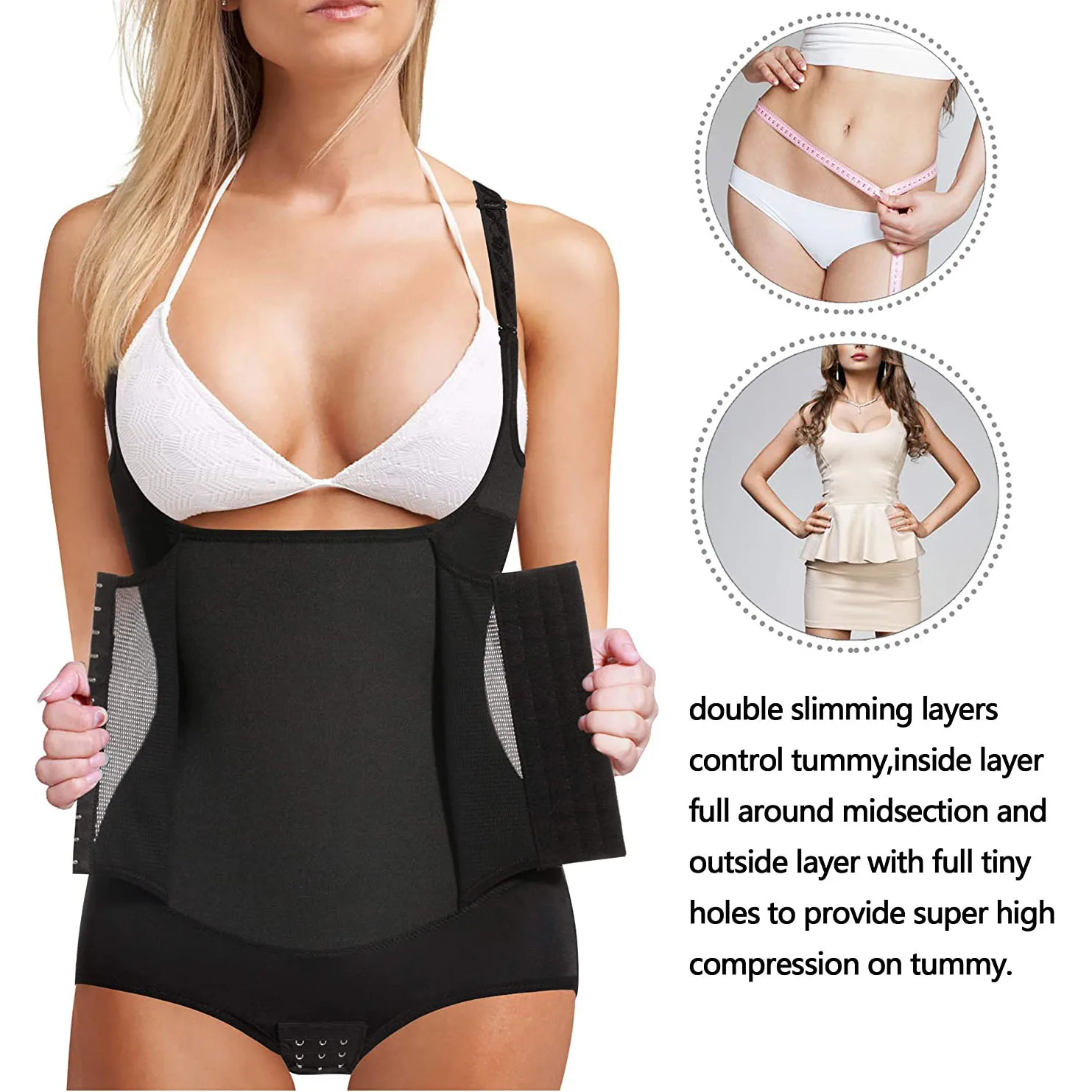Корсет утягивающий Женский боди с регулируемыми бретелями для живота