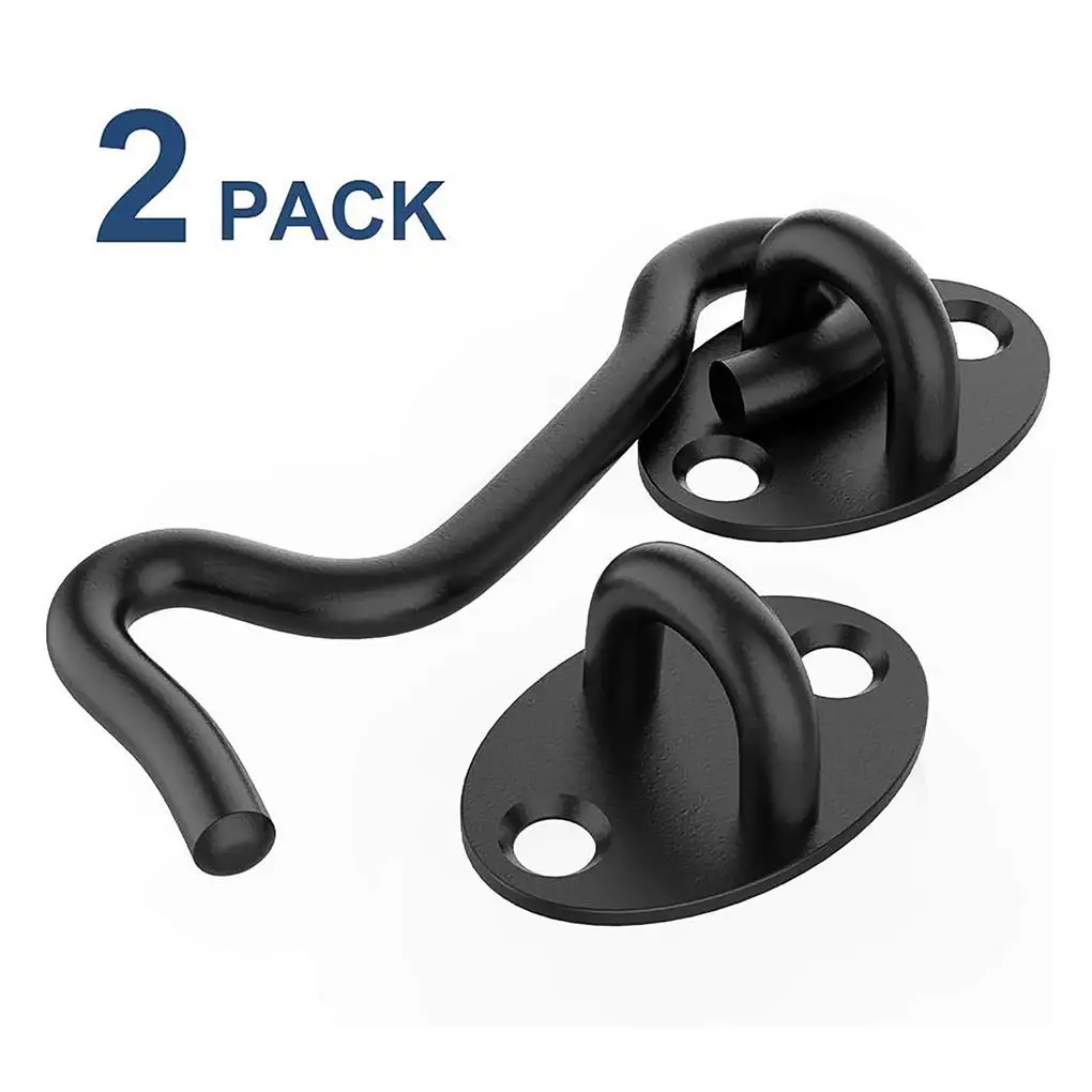 

2 Pcs Barn Door Lock Sliding Door Lock Barn Gate Latch Stainless Steel Hook Lock Black